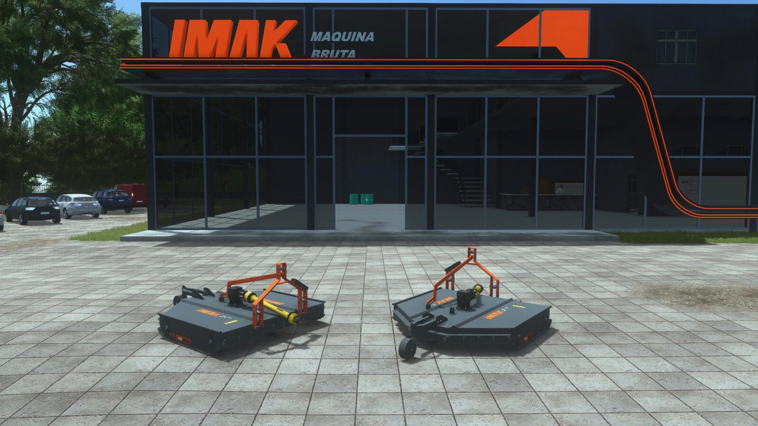 FS25 mods: IMAK RC 2000 v1.0.0.0 displayed outside a building, showcasing farming equipment for Farming Simulator 25.