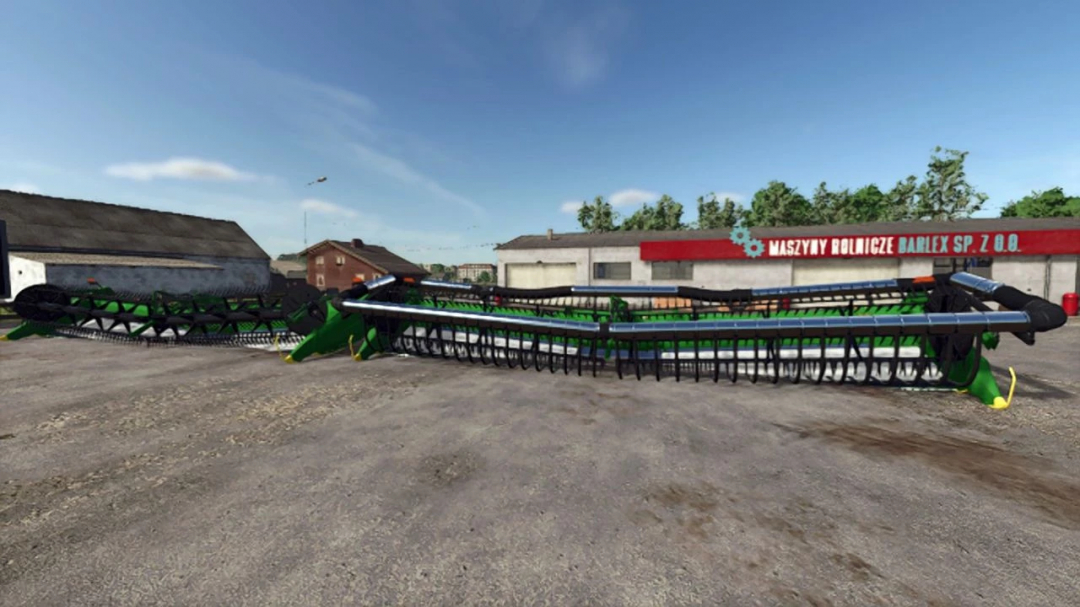 FS25 mod John Deere HD50F displayed in a farm setting, showcasing agricultural equipment.