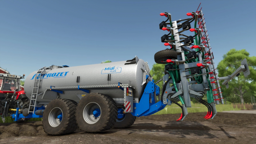 Meprozet PN-160 mod in Farming Simulator 25 showing a silver slurry tank with attached implements.