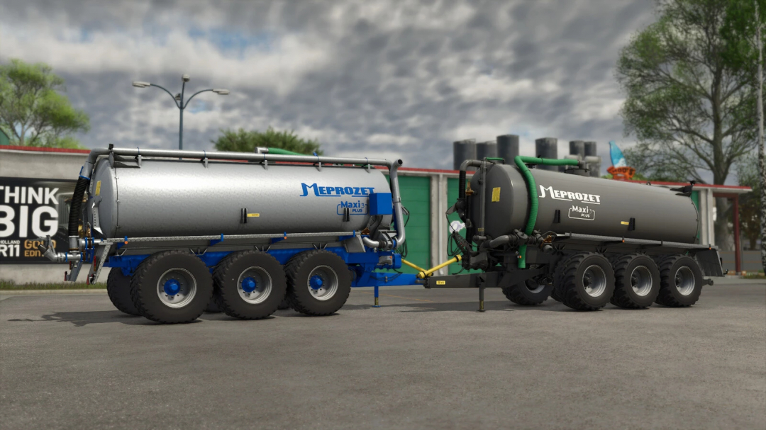 Meprozet PN-240 Maxi 3 Plus mod for Farming Simulator 25 featuring two tankers on a road.