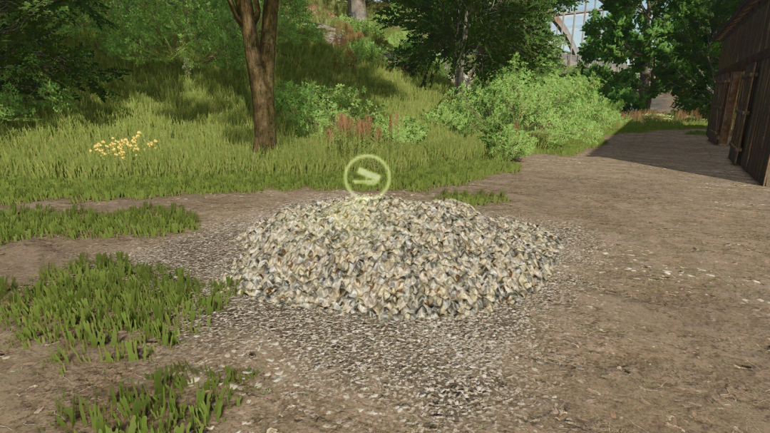 Stone pile in a forest setting in FS25 Stone Selling Station mod.