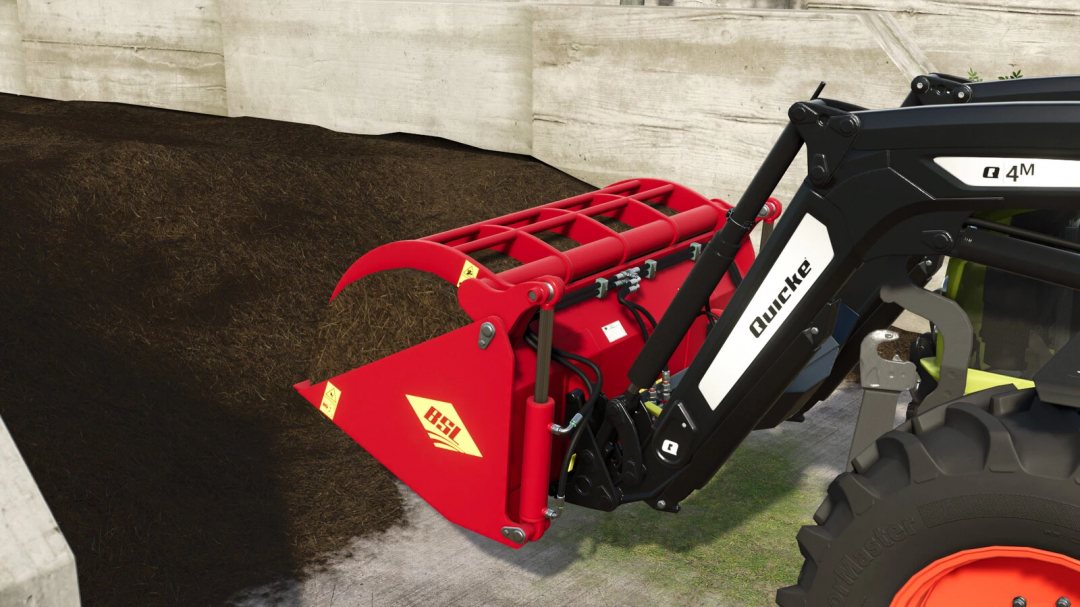 FS25 mod Strautmann GS 1750 v1.0.0.0 attached to a tractor loader in Farming Simulator 25.