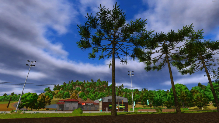 fs25-mods,  Landscape with Araucaria trees under a blue sky in FS25 mod Arariaucaria v1.0.0.0.