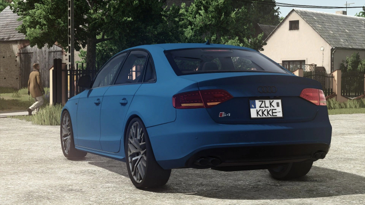 fs25-mods,  Audi A4 Beta 2 mod in FS25, blue sedan in village setting