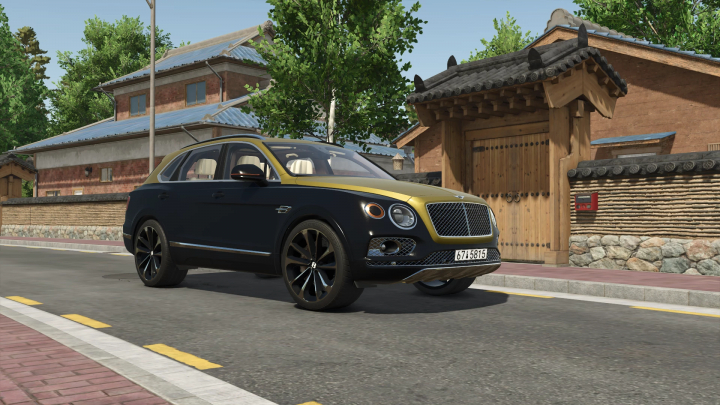 fs25-mods,  Bentley Bentayga mod for Farming Simulator 25 parked on street, showcasing detailed design and realistic textures.