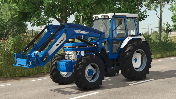 fs25-mods,  Ford 7810 tractor mod in Farming Simulator 25, featuring a blue Quicke front loader.