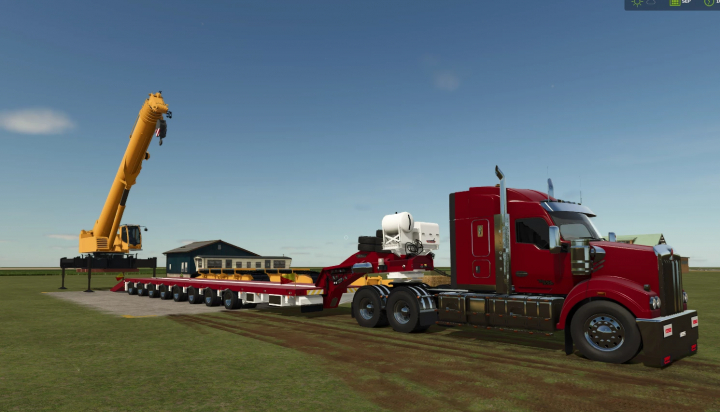 fs25-mods,  FS25 mod Liebherr LTR1220 crane on field with truck, Farming Simulator 25.