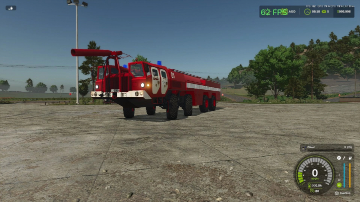 fs25-mods,  Image of Maz 543 mod in Farming Simulator 25, showcasing a red, multi-wheeled vehicle on a farm map.