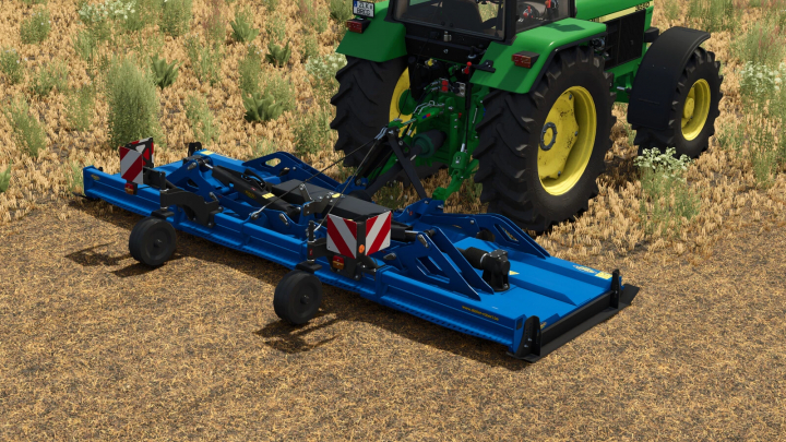 fs25-mods, ROBERT F4700 mod in Farming Simulator 25, attached to a green tractor on a field.