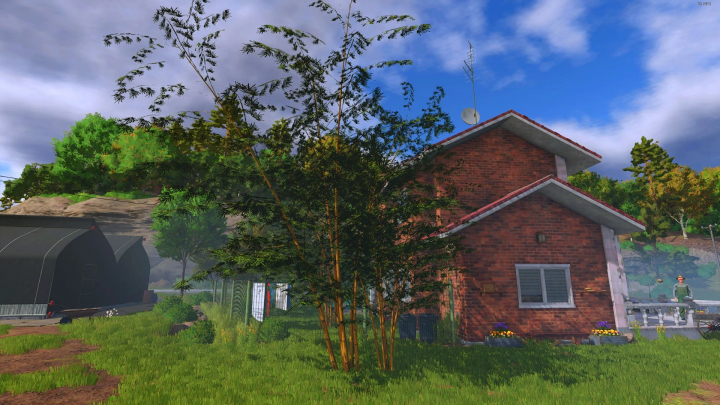 fs25-mods, Small bamboo grove next to a brick house in FS25 mod Small bamboo grove v1.0.0.0.