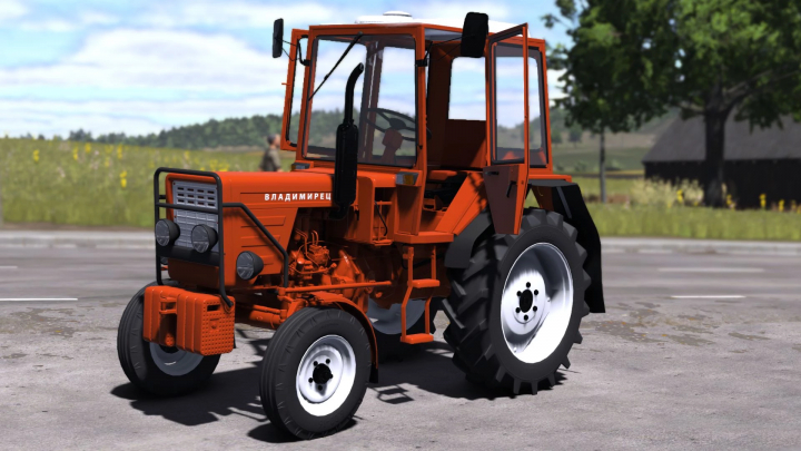 fs25-mods,  FS25 mod Wlademirec t25 tractor on a country road in Farming Simulator 25.