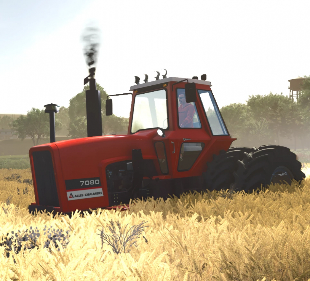 Allis Chalmers 7000 Series tractor mod for FS25, version 1.0.0.0, in a virtual wheat field.