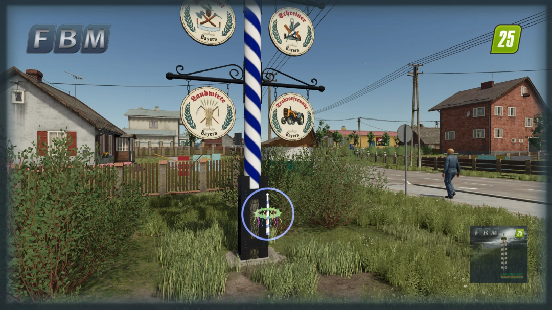 FS25 mod Bavarian Maypole DE v1.0.0.0 features a traditional Bavarian maypole in a village setting.