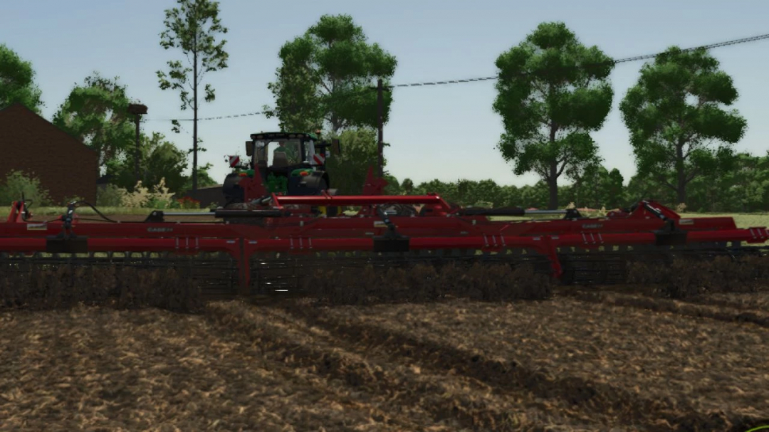 Case IH Speed-Tiller 475 in FS25 mod, cultivating a field. Farming Simulator 25 mods enhance gameplay with realistic equipment.