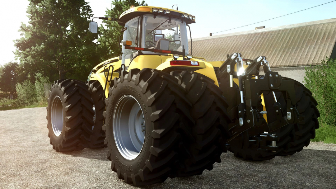 Challenger MT900E tractor mod in FS25, showcasing its large tires and detailed design.