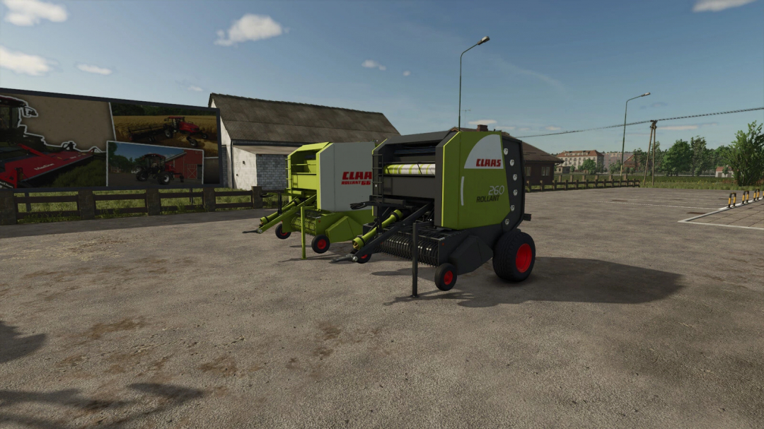 Claas Rollant 66 and 260 balers in Farming Simulator 25 mods displayed in a parking area.