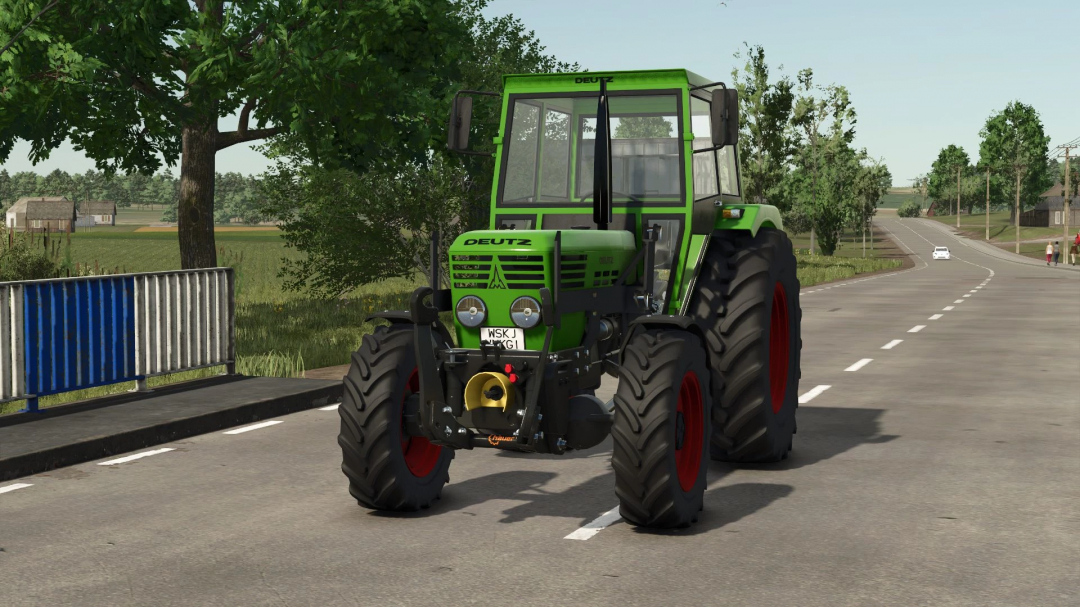 Deutz D06 tractor mod in FS25 on a rural road