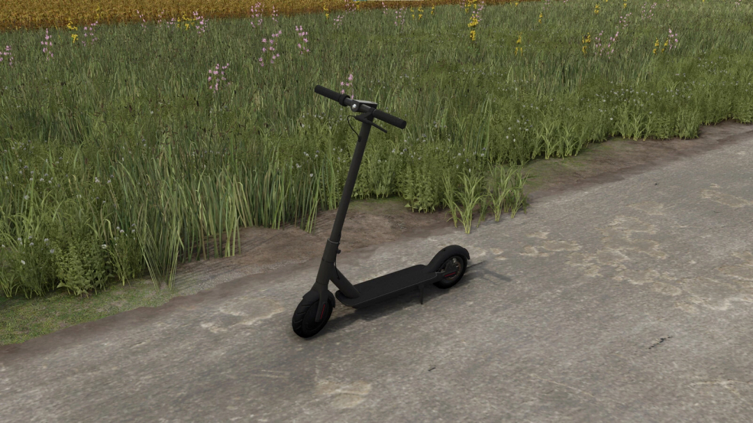 FS25 mod scooter parked on a rural road in Farming Simulator 25.