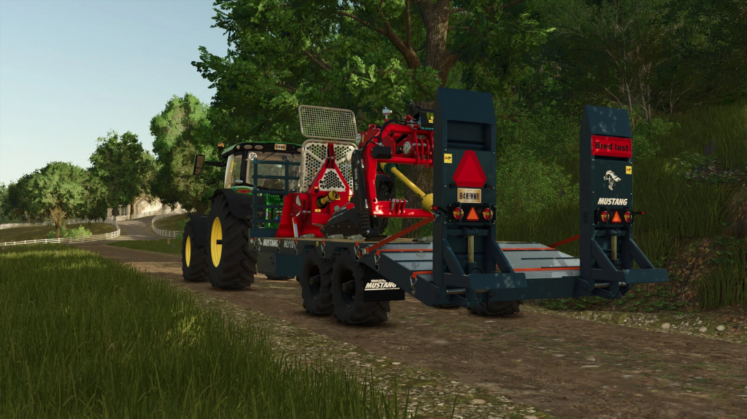 Gigant ML low loader attached to a tractor on a dirt road in FS25 mods.