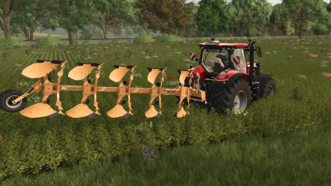 FS25 mod Huard 475 v1.0.0.0 featuring a tractor plowing a field, showcasing realistic farming simulation.