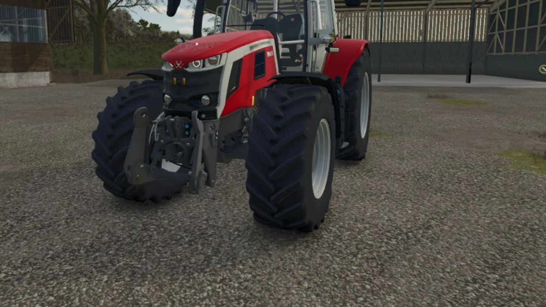 Massey Ferguson 7S Edit Beta mod tractor in FS25, showcasing detailed design and robust tires.