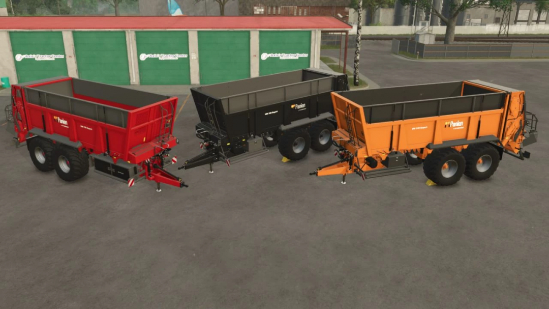 Panien/LandLa Spreaders in red, black, and orange colors for FS25 La Campagne mod.