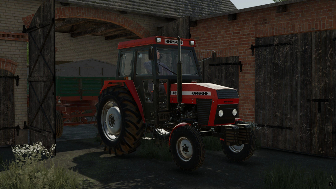 Ursus 4512 and 4514 tractor mod in FS22, parked in a barn.