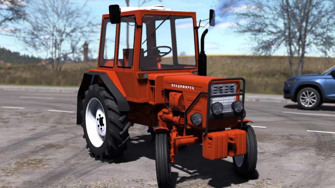 Red Wlademirec T25 tractor mod for Farming Simulator 25 showcasing in-game detail.