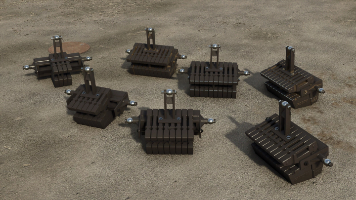 fs25-mods,  Seven Fiat weights on ground for Farming Simulator 25 mod.