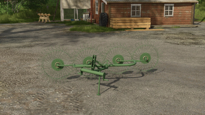 fs25-mods, Lizard Z-240 mod in Farming Simulator 25, showcasing a green agricultural attachment on a farm.