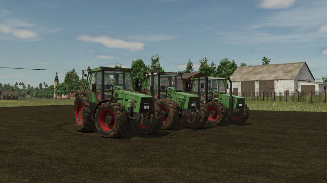 Three Fendt 620, 622, 626 tractors in Farming Simulator 25 mod.