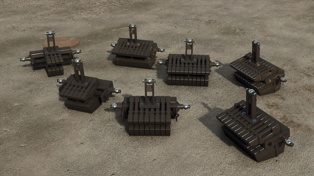 Seven Fiat weights on ground for Farming Simulator 25 mod.