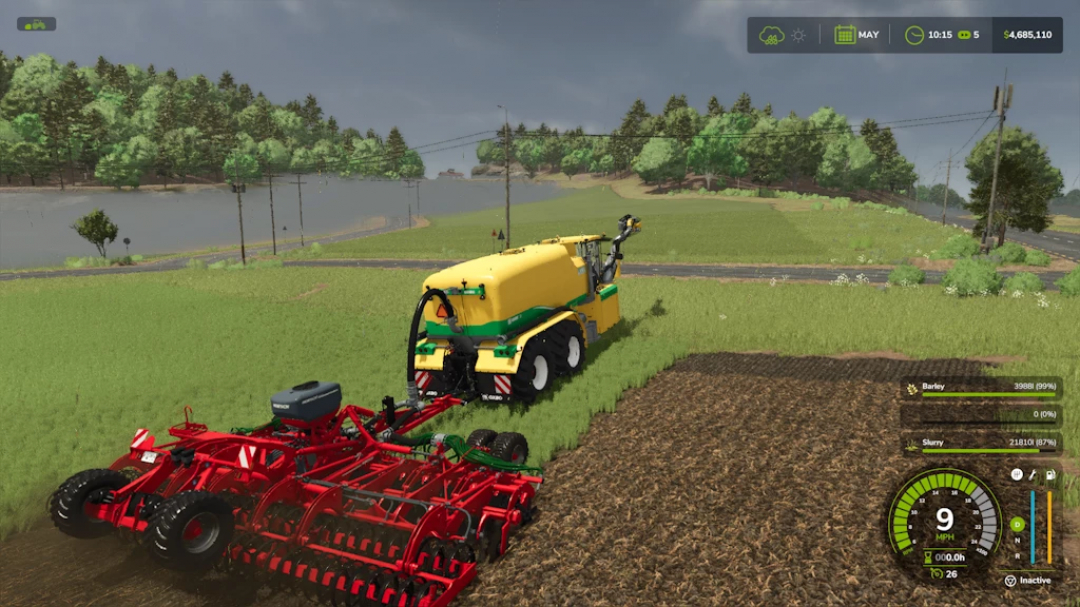 FS25 mod Horsch Joker 8RT v1.2.0.0 in use on a field, Farming Simulator 25 gameplay.