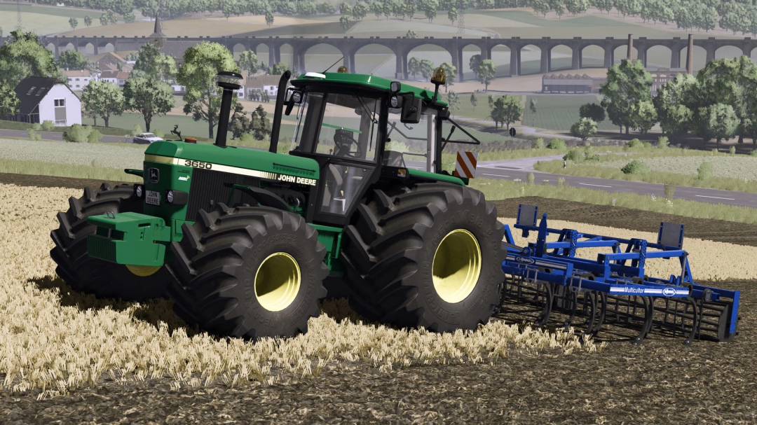 John Deere 3650 tractor working in a field in Farming Simulator 25 mod, showcasing FS25 mods in use.