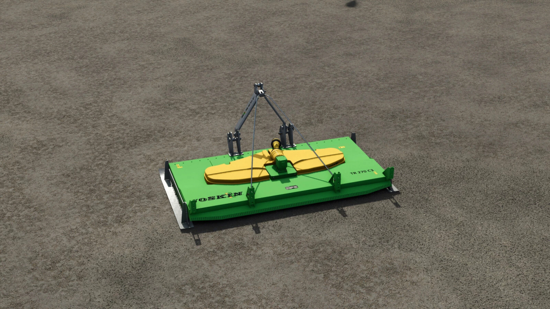 Image of Joskin TR270C3 mod for Farming Simulator 25, showing a detailed green and yellow agricultural implement on a textured ground.