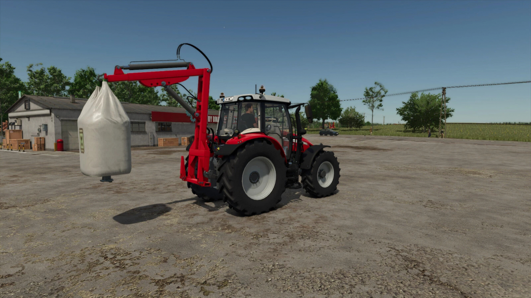 Lizard Bigbaglift mod lifting a large bag on a tractor in FS25.