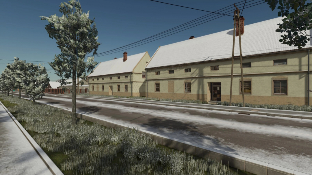 Old Residential Building mod in Farming Simulator 25 with snowy surroundings.