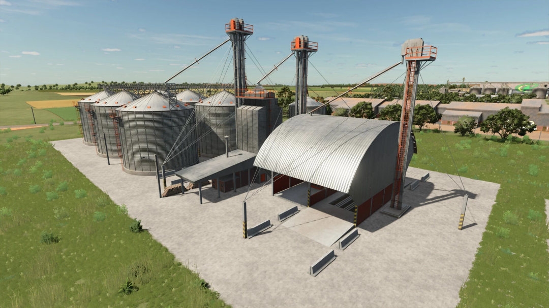 FS25 mods: Mega Silo Package v1.0.0.0 featuring large silos and storage facilities in Farming Simulator 25.