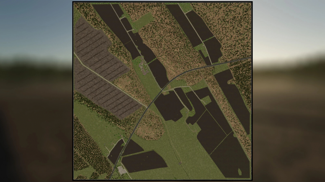 Map view of Tässi Farm mod for FS25, showing diverse fields and pathways.