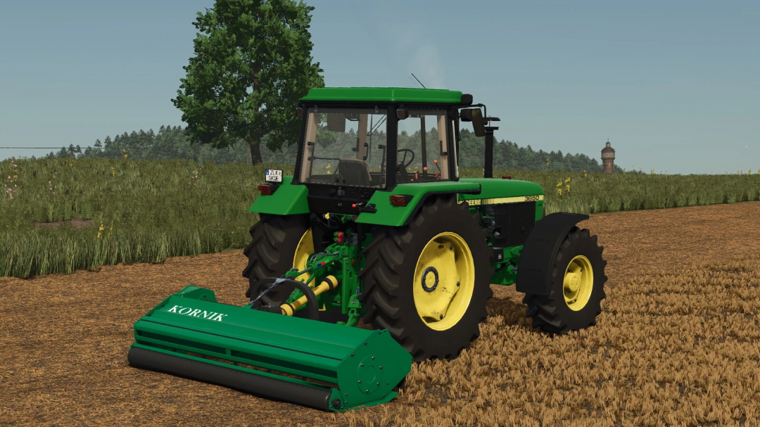 FS25 mods Unia Kornik XL 2.8 v1.0.0.0 depicted in a farm field scene in Farming Simulator 25.