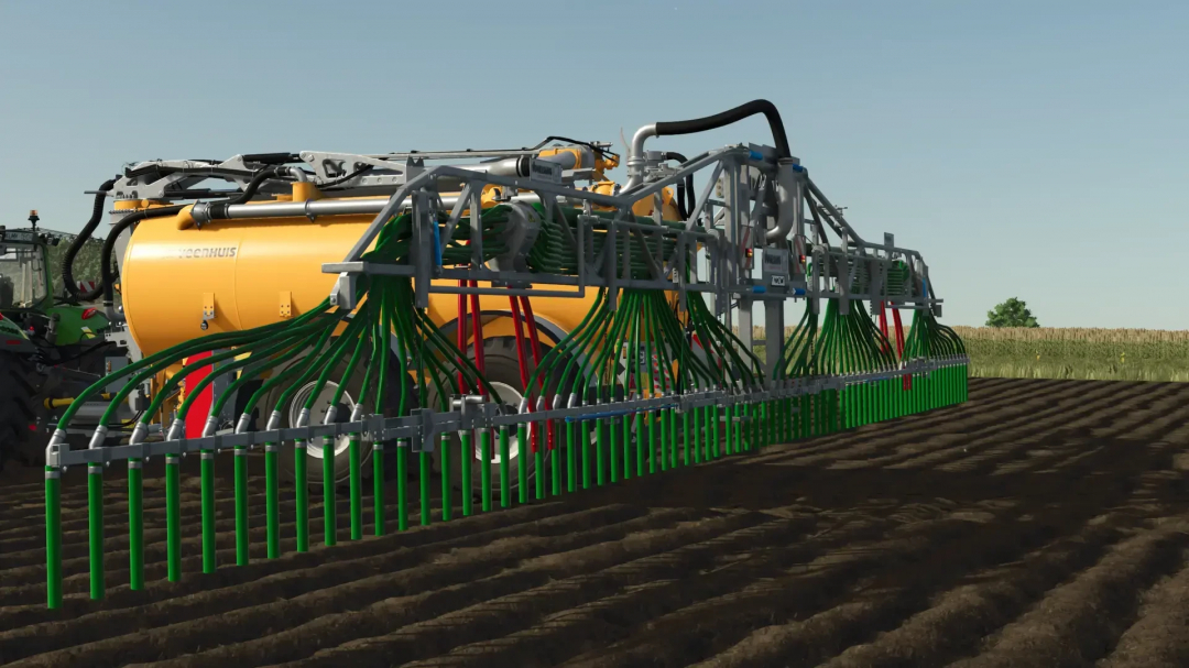 Vogelsang SwingMax 24 mod in FS25, showing a slurry spreader in a field.