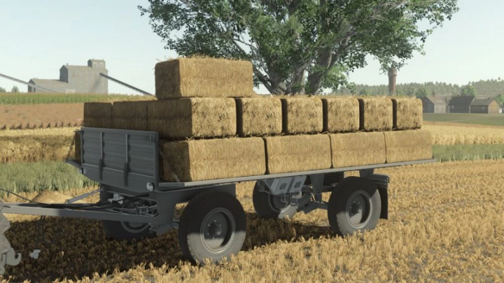 fs25-mods,  FS25 mod Autosan D46/D47 Pack Autoload 1.0.1.0 in the field loaded with hay bales.