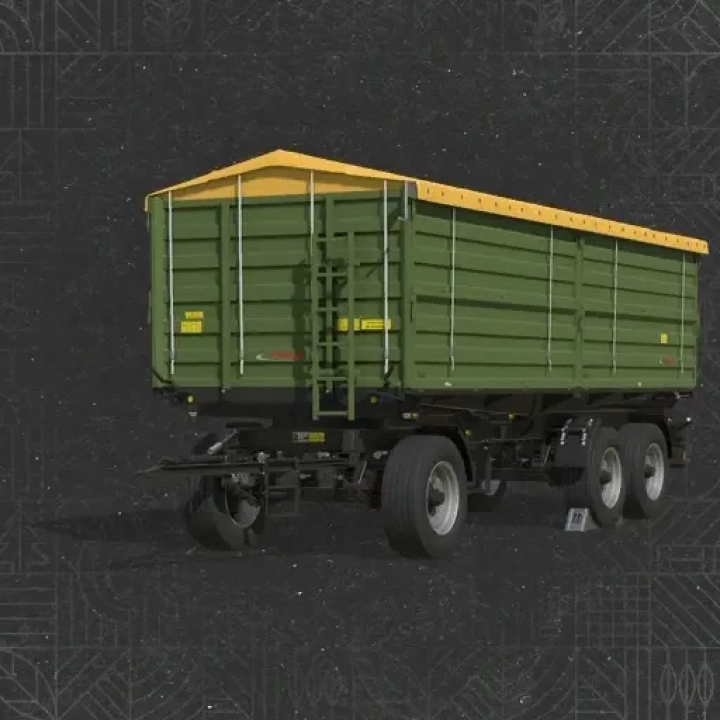 fs25-mods,  Fliegl DDK 240 trailer mod for Farming Simulator 25 with green body and yellow cover.