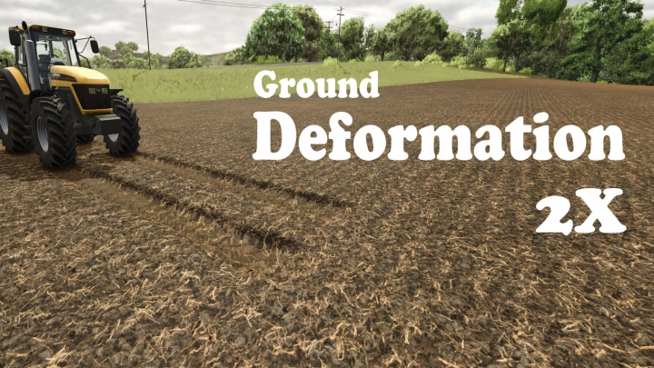 fs25-mods,  FS25 mod Ground Deformation 2X showing tractor tracks on soil.