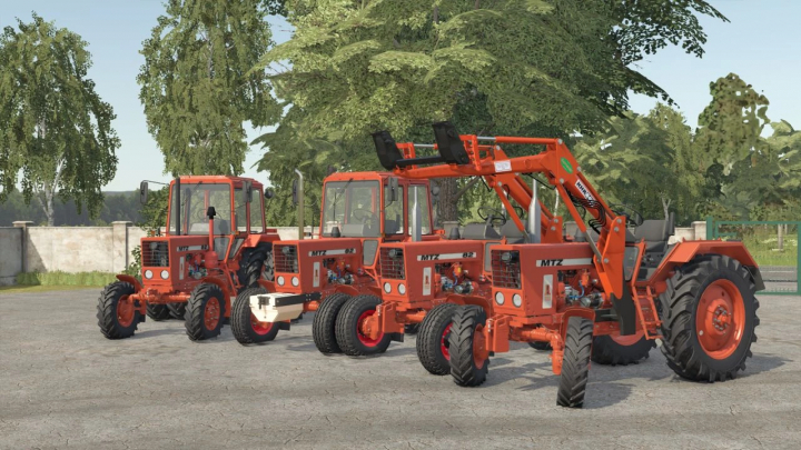 fs25-mods,  FS25 mods: MTZ 82 ULEP v1.0.0.0 tractors in a row, Farming Simulator 25 mod showcase.