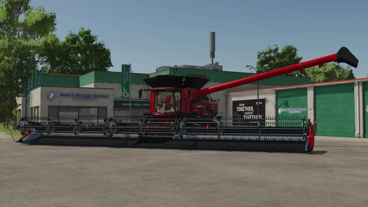 fs25-mods,  FS25 MacDon FD2 Pack and Demco Trailer Pack outside Axle's Tractor Center.