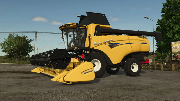 fs25-mods, New Holland CX 5/6 combine harvester mod in FS25, showcasing detailed machinery in a farming setting.