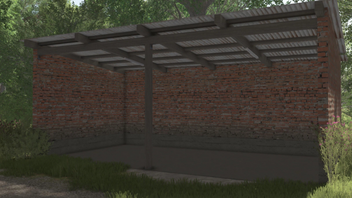 fs25-mods,  Old brick shed with wooden roof in FS25 Old Shed Pack mod