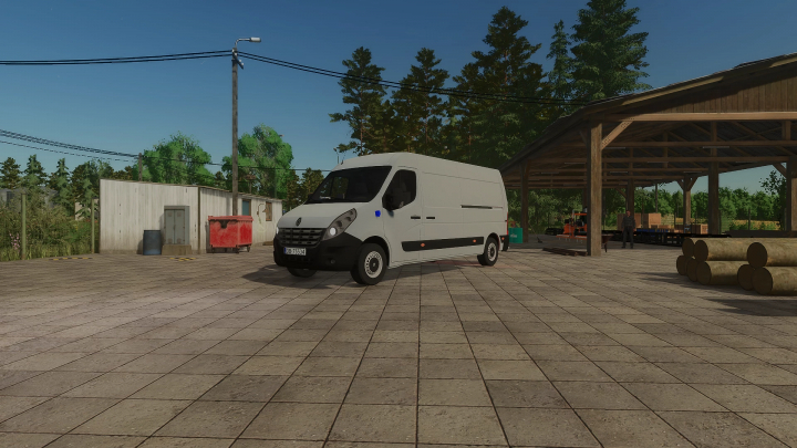 fs25-mods,  Renault Master IV mod for FS25 parked in a farm setting, showcasing Farming Simulator 25 mods.