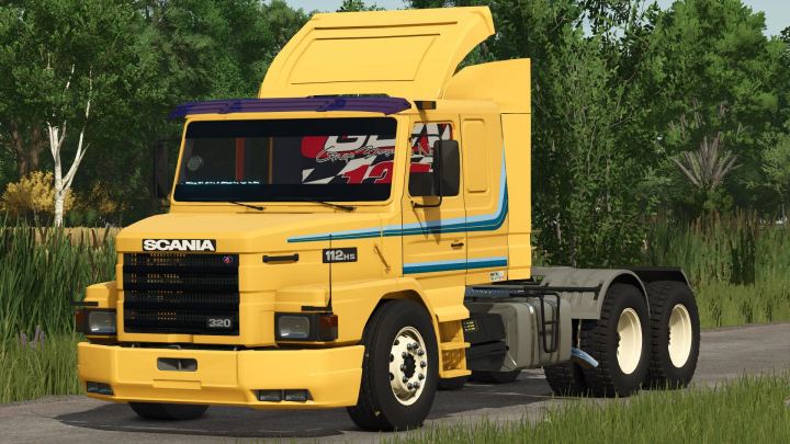 fs25-mods,  Scania 112/142 Series truck with yellow cab in Farming Simulator 25 mod, showcasing FS25 mods.